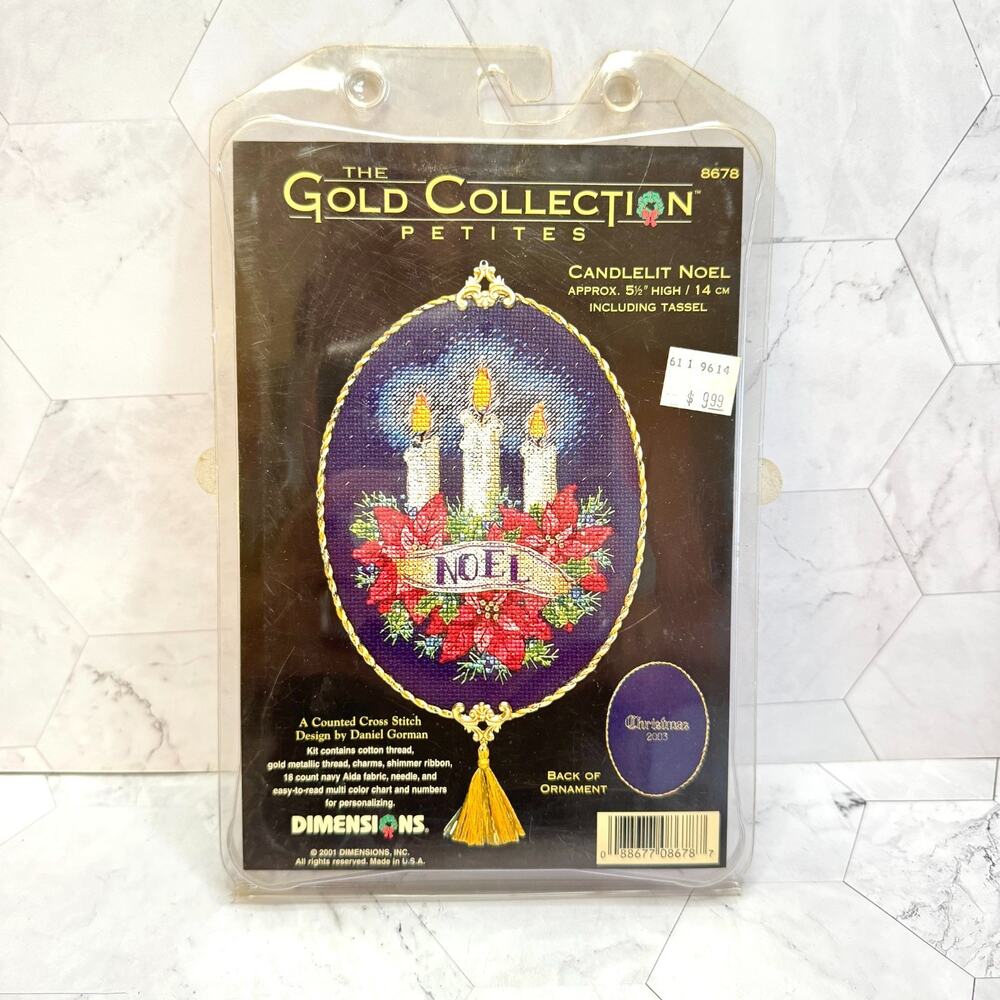 NOS Vtg Dimensions Gold Collection Petites 'Candlelit Noel' Cross Stitch 8678